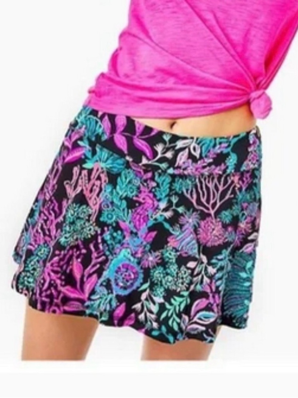 NWT Lilly Pulitzer Aila Skort in Onyx Twilight Coral | Size M
